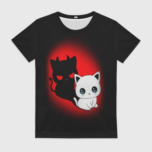 Женская футболка 3D Котик дьявол kitty devil
