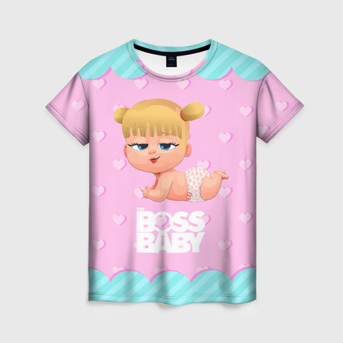 Женская футболка с принтом Baby boss girl, вид спереди №1