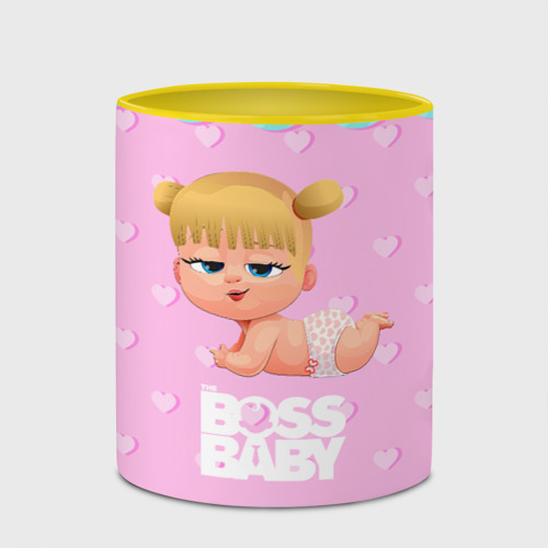 Кружка с полной запечаткой Baby boss girl, цвет белый + желтый - фото 4