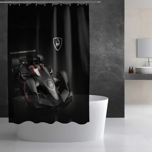 Штора 3D для ванной Lamborghini F1 - фото 2