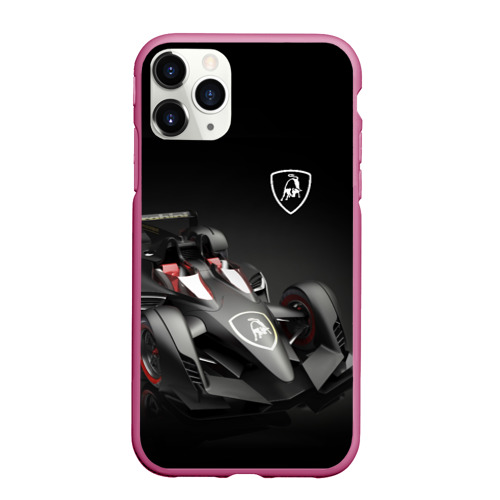 Чехол для iPhone 11 Pro Max матовый Lamborghini F1, цвет малиновый
