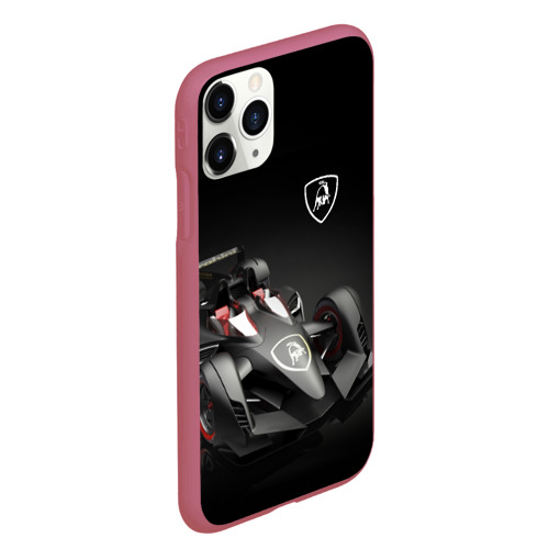 Чехол для iPhone 11 Pro Max матовый Lamborghini F1, цвет малиновый - фото 3