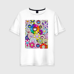 Женская футболка хлопок Oversize Field of Flowers. Мураками