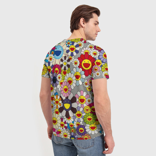 Мужская футболка 3D с принтом Flower Superflat, Такаши Мураками, вид сзади #2