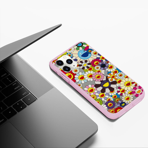 Чехол для iPhone 11 Pro Max матовый Flower Superflat, Такаши Мураками, цвет розовый - фото 5