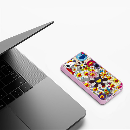 Чехол для iPhone 5/5S матовый Flower Superflat, Такаши Мураками, цвет розовый - фото 5