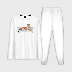 Мужская пижама с лонгсливом хлопок Тигр. Символ Нового 2022 года