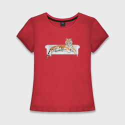 Женская футболка хлопок Slim Тигр. Символ Нового 2022 года