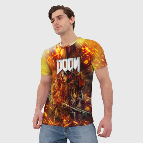Мужская футболка 3D Doomgay grunge fire, цвет 3D печать - фото 3