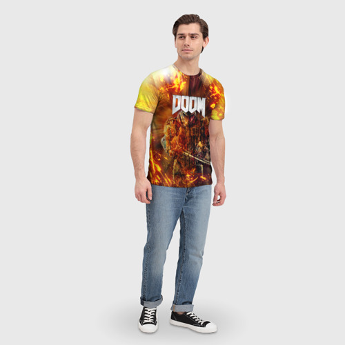 Мужская футболка 3D Doomgay grunge fire, цвет 3D печать - фото 5