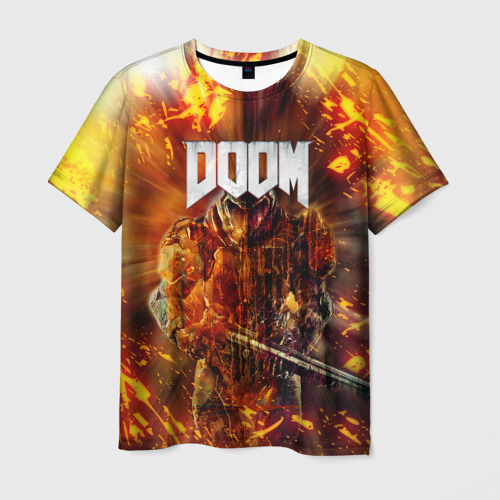 Мужская футболка 3D Doomgay grunge fire, цвет 3D печать