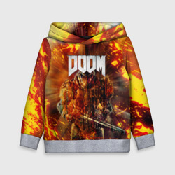 Детская толстовка 3D Doomguy grunge yellow fire