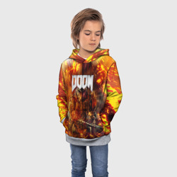 Детская толстовка 3D Doomguy grunge yellow fire - фото 2