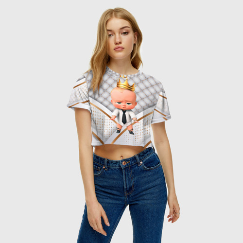 Женская футболка Crop-top 3D Король босс  молокосос, цвет 3D печать - фото 3