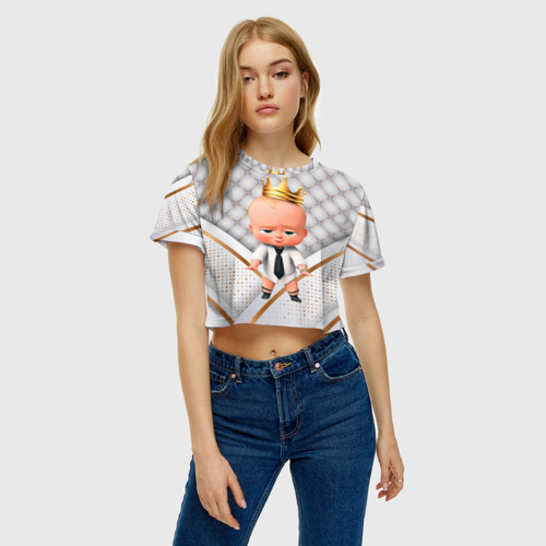 Женская футболка Crop-top 3D Король босс  молокосос, цвет 3D печать - фото 4