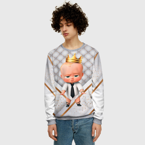 Мужской свитшот 3D с принтом Король босс  молокосос, фото на моделе #1