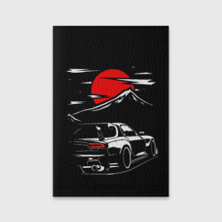 Обложка для паспорта матовая кожа Mazda RX 7 Мазда при свете красной луны