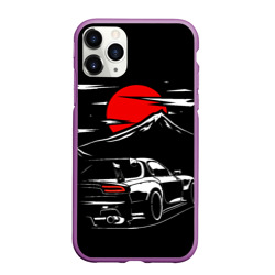 Чехол для iPhone 11 Pro матовый Mazda RX 7 Мазда при свете красной луны