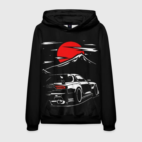 Мужская толстовка 3D Mazda RX 7 Мазда при свете красной луны