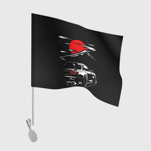 Флаг для автомобиля Mazda RX 7 Мазда при свете красной луны