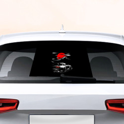 Наклейка на авто на заднее стекло MAZDA RX 7 | Мазда  при свете красной луны