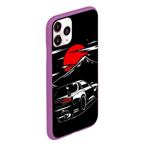 Чехол для iPhone 11 Pro Max матовый Mazda RX 7 Мазда при свете красной луны, цвет фиолетовый - фото 3