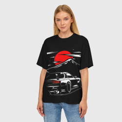 Женская футболка oversize 3D Mazda RX 7 Мазда при свете красной луны - фото 2