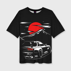Женская футболка oversize 3D Mazda RX 7 Мазда при свете красной луны
