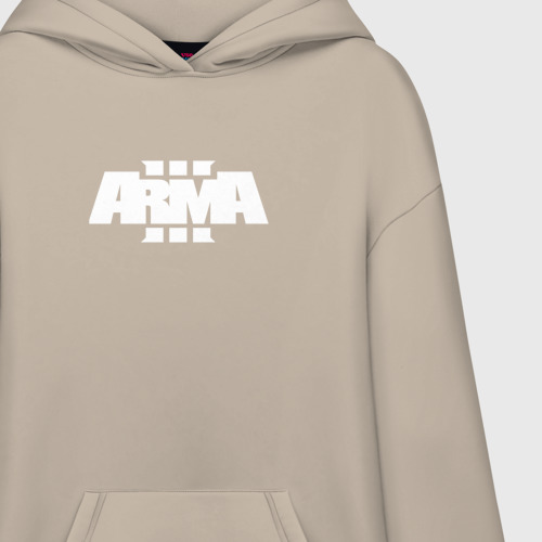 Худи SuperOversize хлопок Arma 3 white logo, цвет миндальный - фото 3