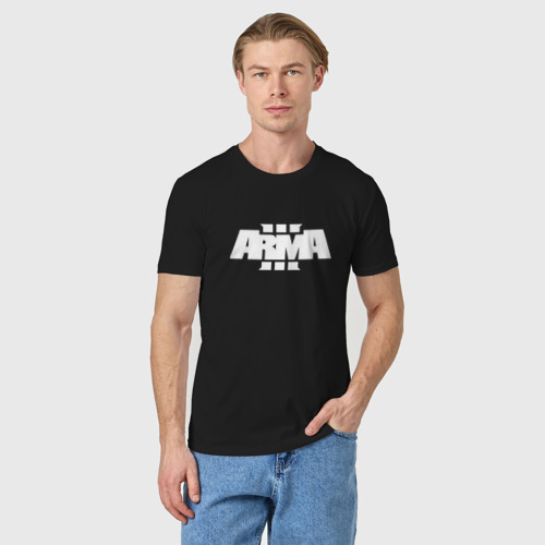 Мужская футболка хлопок Arma 3 white logo, цвет черный - фото 3