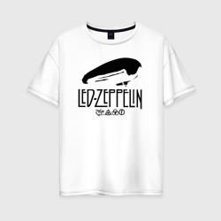 Женская футболка хлопок Oversize Дирижабль Led Zeppelin с лого участников