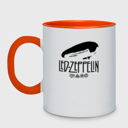 Кружка двухцветная Дирижабль Led Zeppelin с лого участников