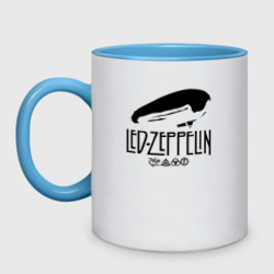 Кружка двухцветная Дирижабль Led Zeppelin с лого участников