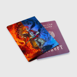 Обложка для паспорта матовая кожа Аказа и Ренгоку противостояние Клинок рассекающий демонов - фото 2