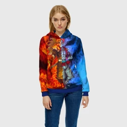 Женская толстовка 3D Аказа и Ренгоку противостояние Клинок рассекающий демонов - фото 2