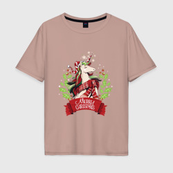 Мужская футболка хлопок Oversize Christmas Unicorn