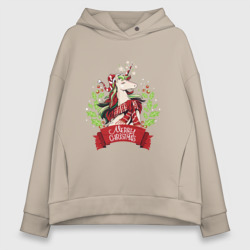 Женское худи Oversize хлопок Christmas Unicorn