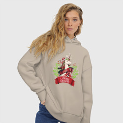 Женское худи Oversize хлопок Christmas Unicorn - фото 2