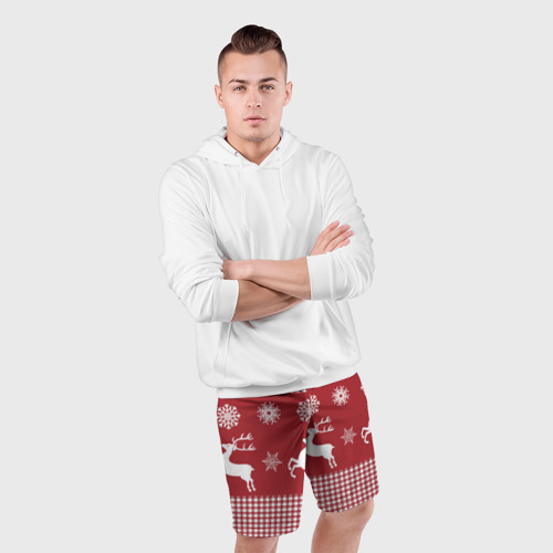Мужские шорты спортивные с принтом Узор с оленями, фото #4