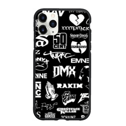 Чехол для iPhone 11 Pro Max матовый Rap & hip hop logos