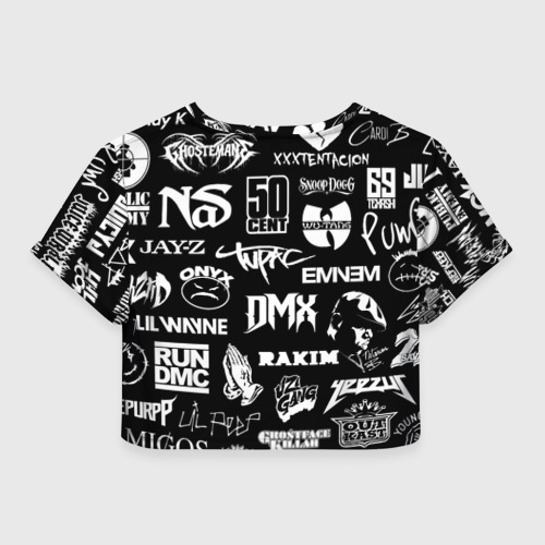 Женская футболка Crop-top 3D Rap & hip hop logos, цвет 3D печать - фото 2