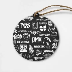 Деревянная игрушка круг Rap & hip hop logos