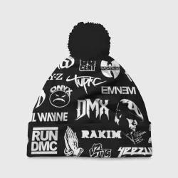 Шапка 3D c помпоном Rap & hip hop logos