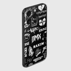 Чехол для iPhone 15 Pro силиконовый с защитой камеры Rap & hip hop logos - фото 2