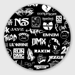 Круглый коврик для мышки Rap & hip hop logos