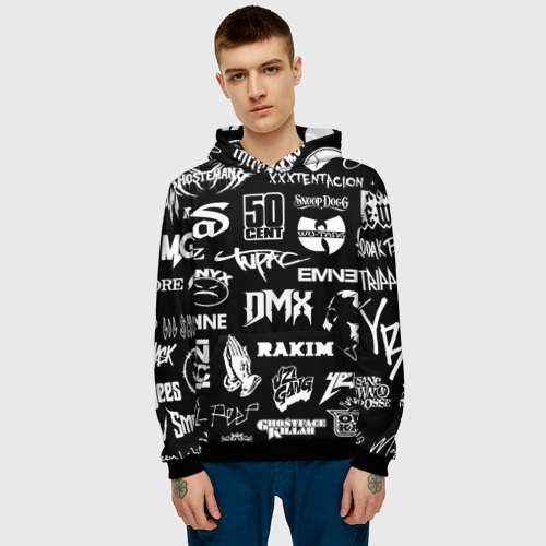 Мужская толстовка 3D Rap & hip hop logos, цвет черный - фото 3