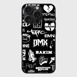 Чехол силиконовый для Apple iPhone 15 Pro матовый Rap & hip hop logos