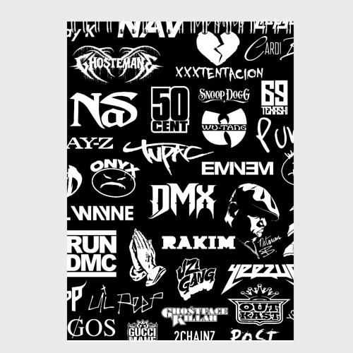 Скетчбук Rap & hip hop logos, цвет белый - фото 2