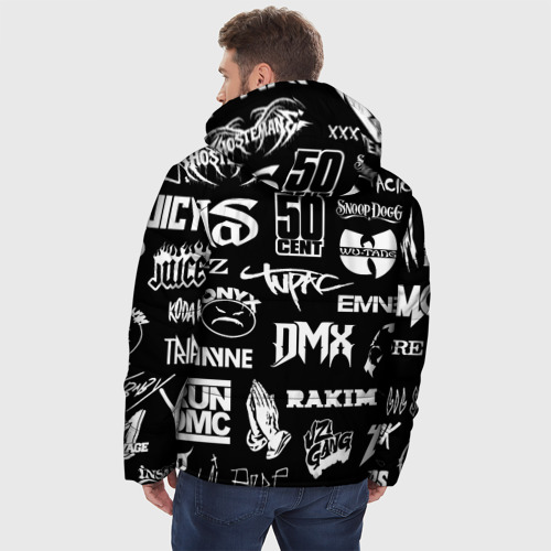 Мужская зимняя куртка 3D Rap & hip hop logos, цвет черный - фото 4