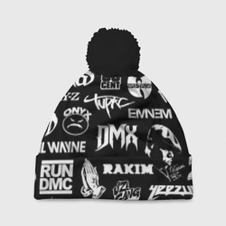 Шапка 3D c помпоном Rap & hip hop logos